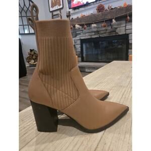 Open Edit Women's Markita Ankle Bootie Brown Size 5.5 Pointed Toe